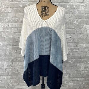Alya Colorblock Poncho Sweater